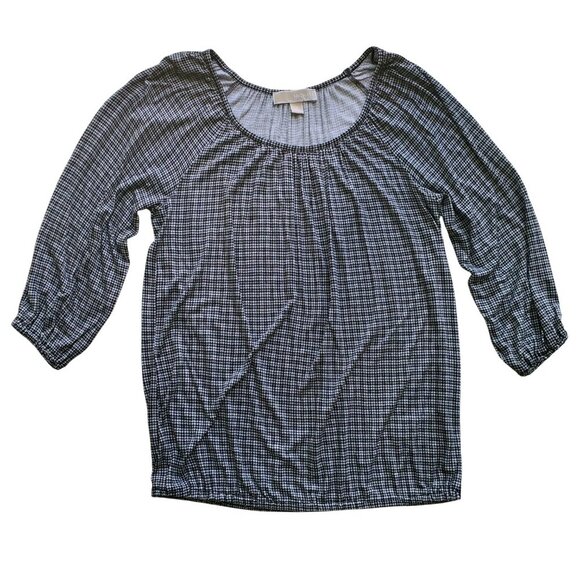 Michael Kors Houndstooth Print Elastic Waist Blouson Peasant Top S - Picture 7 of 16